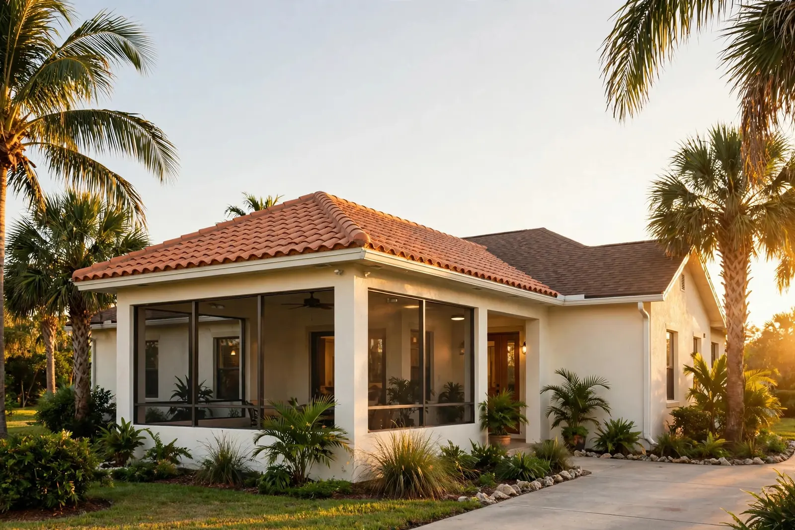 Roofer reviewing roof replacement plans at a home in Murray Hill, Florida
